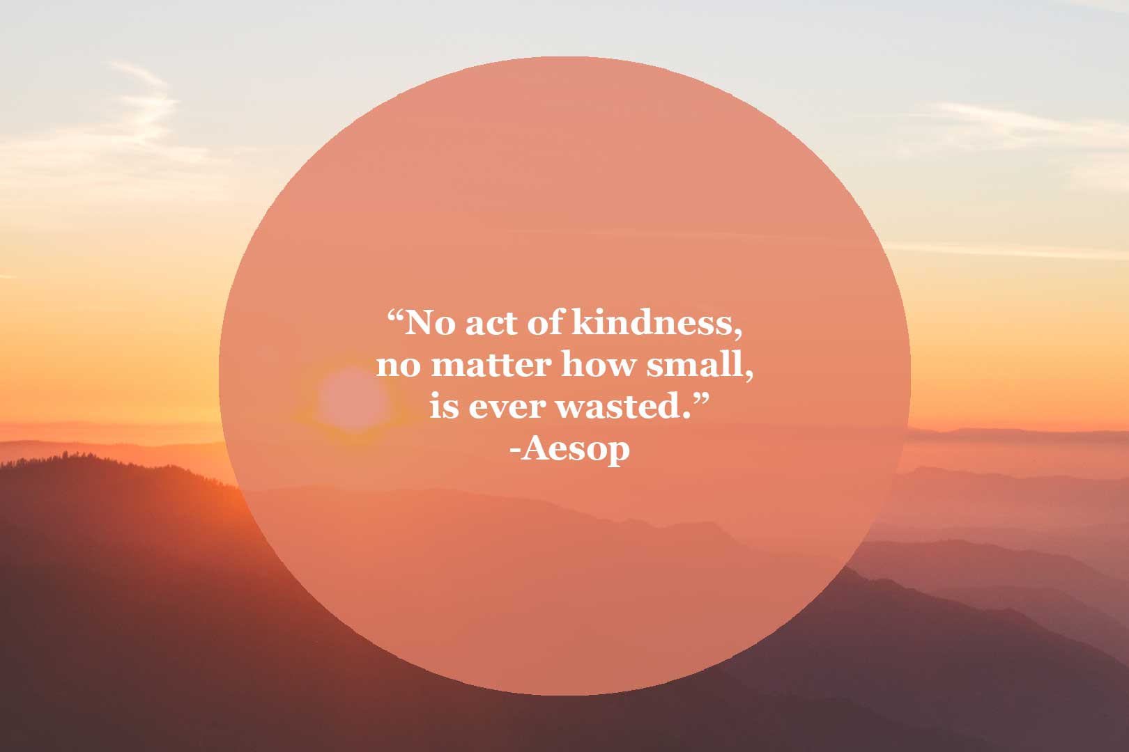 No act of kindness, no matter how small, is ever wasted. Aesop