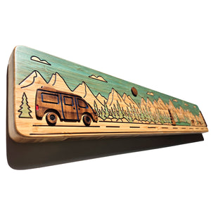 Camper Van Wall Art Black Walnut Inlay on Bamboo
